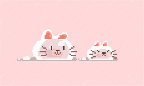 Premium Vector | Pixel art cute cat slime character design.