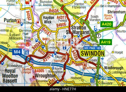 Road Map of Swindon, Wiltshire, England Stock Photo: 76008103 - Alamy