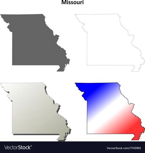 Missouri outline map set Royalty Free Vector Image