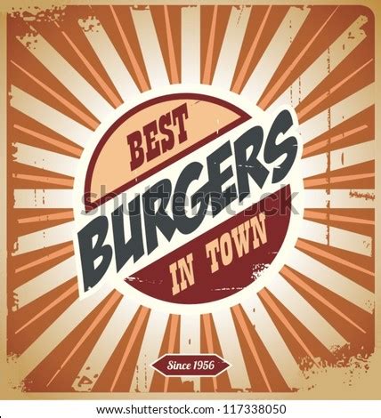 Retro Style Burger Sign, Vintage Poster Template, Background Stock ...