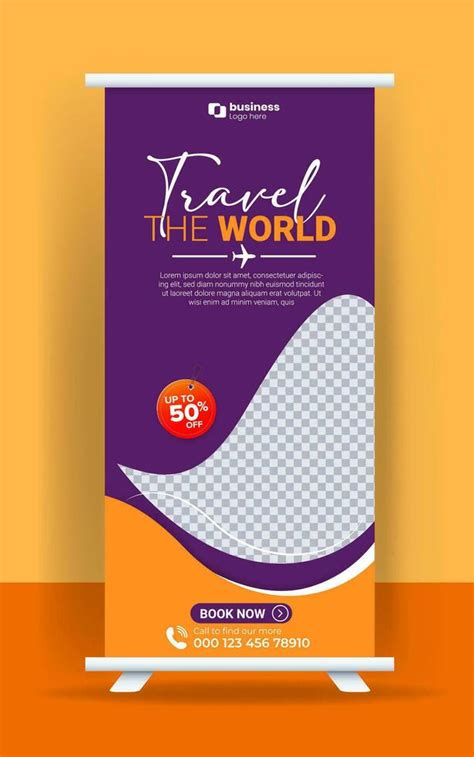 Enjoy holiday roll up banner design. Travel and tourism agency standee design template. 29457563 ...
