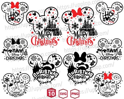 Bundle Mickey Merry Christmas Outline Svg Png, UPP1427 | UPPLOP Graphics Resources