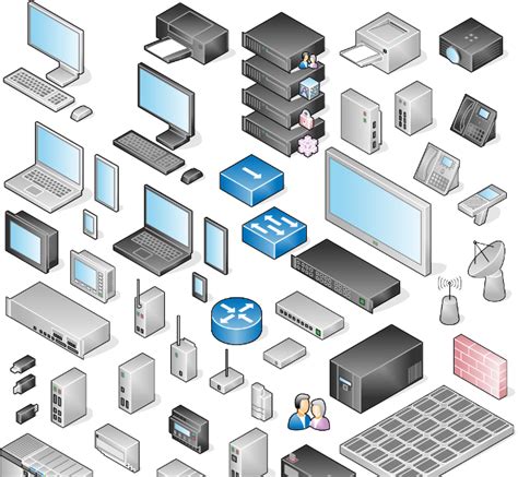 Simple Network Components And Devices With Reflections Stock - Clip Art ...