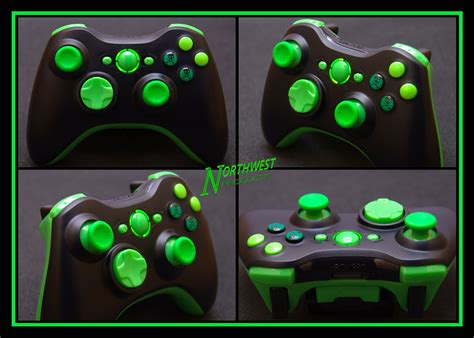 "Green Skulls" Custom Black & Green XBox360 Wireless Controller | Xbox ...