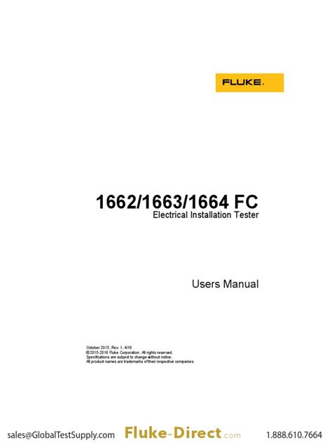 Fluke 1663 & 1664fc-Us-Manual RCD TESTER | PDF | Mains Electricity ...