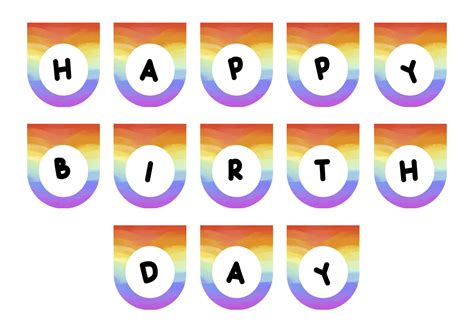 Circle Banner Happy Birthday Rainbow - 10 Free PDF Printables | Printablee