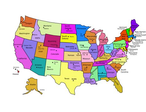 United States Map Labeled With States And Capitals