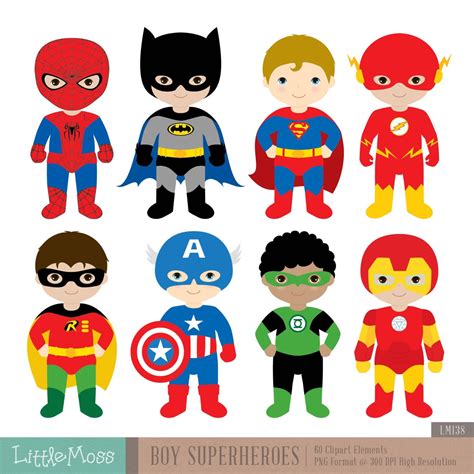 Boys Superhero Costumes Clipart 1 Boy Superheroes | Etsy | Superhero ...