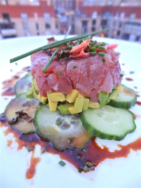 Scrumpdillyicious: Ahi Tuna Tartare with Avocado, Ginger & Cucumber