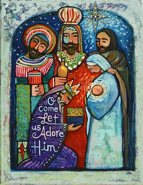 Three Kings O Come Let Us Adore Him Painting by Jen Norton