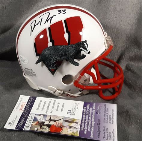 Ron Dayne Autographed Signed Wisconsin Badgers Mini 3D Mascot Helmet JSA COA Heisman Custom