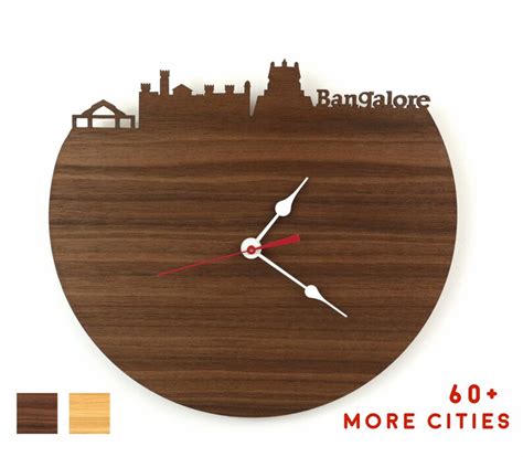 Bangalore India Clock Large Wood Time Zone Clock in Walnut - Etsy