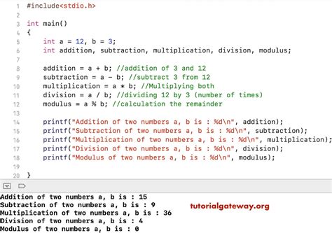 Arithmetic Operators in C Programming