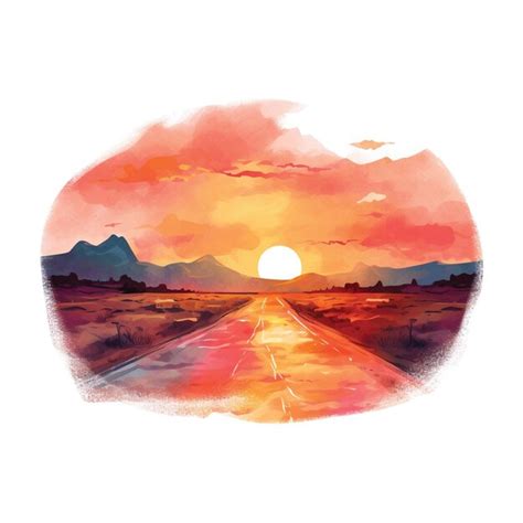 Premium AI Image | watercolor sunset scenery