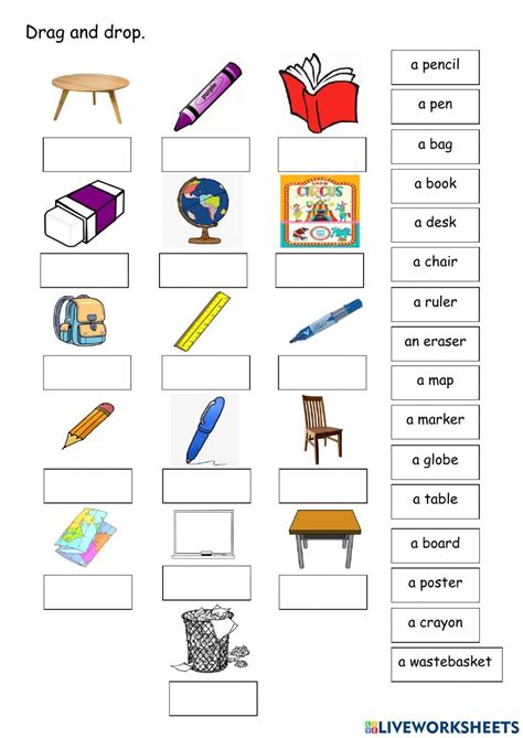 School Things worksheet for Grade-1 | School worksheets, 1st grade ...