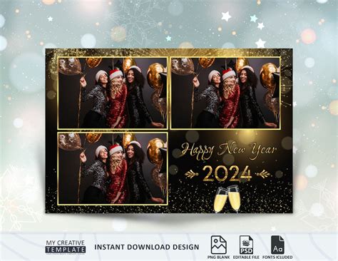 New Year Photo Booth Template, Holiday Photo Booth Template, Photo ...