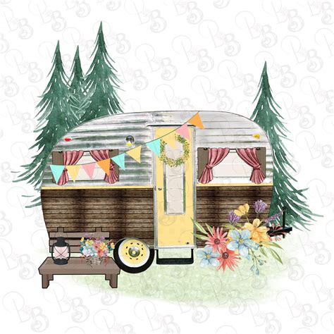 Spring Happy Camper Travel Trailer Glamper Clipart PNG Retro | Etsy in 2021 | Happy campers ...