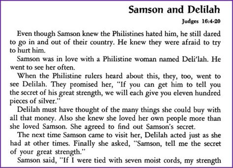 Samson and Delilah (Story) - Kids Korner - BibleWise