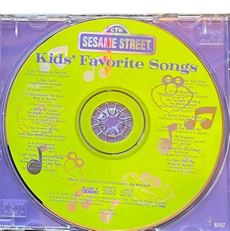 SESAME STREET KIDS Favorite Songs CD 1997 Sony Wonder 90s Music English $8.99 - PicClick