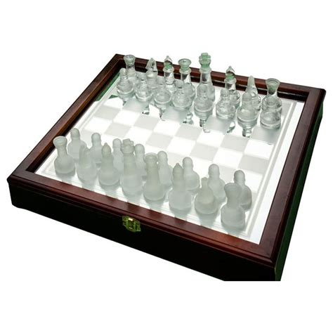 Chess Glass Wood Case 35 Cm | Mind Games Canada