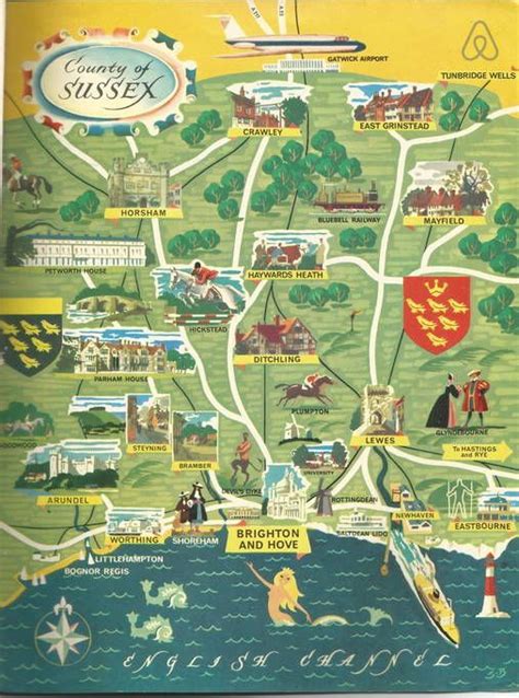 1967 tourist map of East Sussex | Tourist map, Illustrated map ...