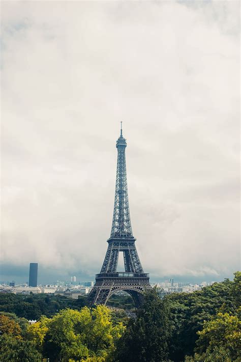 eiffel tower, surrounded, trees, cloudy, day, arc, architectural, architecture, bridge, bright ...
