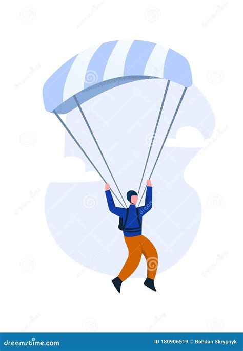 Paraglider Flying on a Gliding Parachute. the Concept of Paragliding Stock Vector - Illustration ...