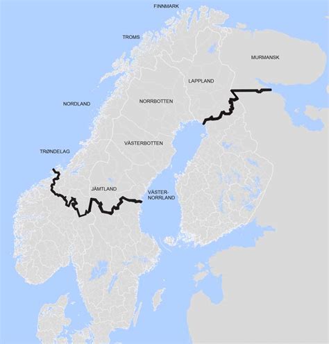 Map showing approximate border of Sápmi (black line) across the states... | Download Scientific ...