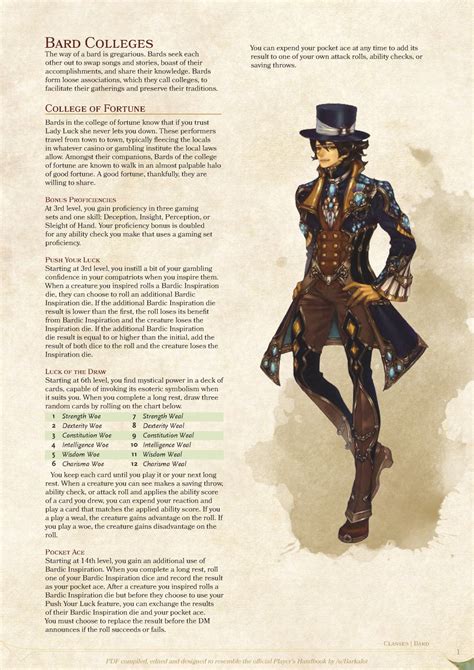 DnD 5e Homebrew — Bard College of Fortune and College of Two Courts...