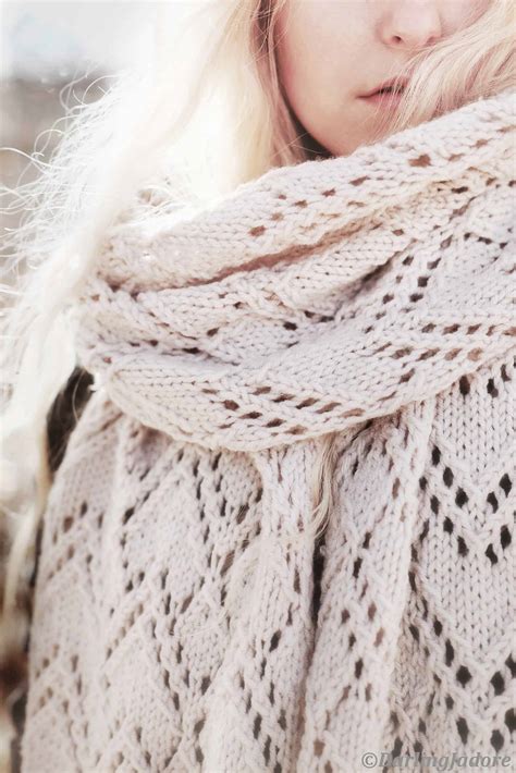 Glacier Scarf Knitting Pattern By Darling Jadore | Lace Knit Scarf Pattern