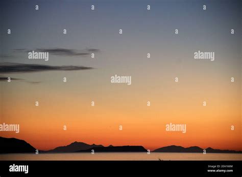 Sunset over Mana Island Cook Strait New Zealand Stock Photo - Alamy