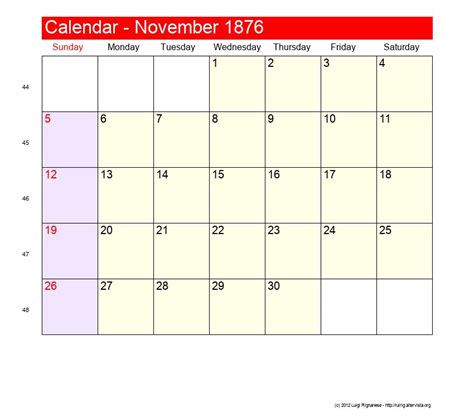 November 1876 - Roman Catholic Saints Calendar