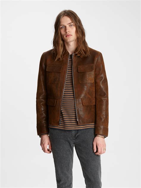 John Varvatos Zip - Front Leather Jacket in Light Pastel/Brown (Brown) for Men - Save 5% - Lyst