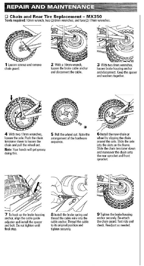 Razor MX350 Dirt Rocket Chain & Rear Tire Replacement Manual - ElectricScooterParts.com