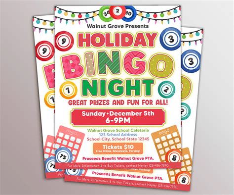 Editable Holiday Bingo Night Flyer, DIY Christmas Family Game Night Invite Template | Made By ...