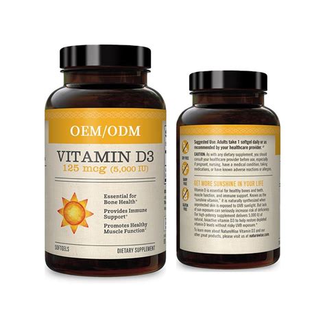 Private Label Vitamin D3 Softgel 5000iu Vegan Vitamin D3 Softgels Capsule for Bone & Muscle ...