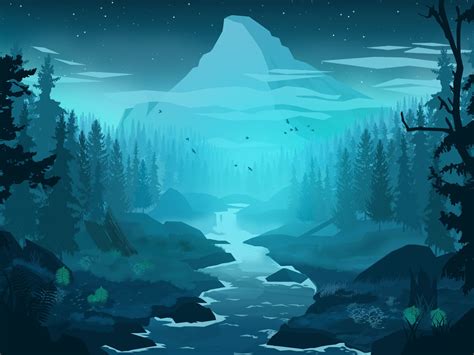 Blue forest | Forest illustration, Landscape wallpaper, Winter forest