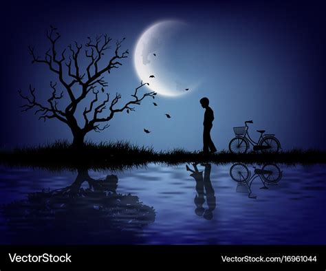 Silhouette of a lonely man Royalty Free Vector Image