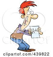 Royalty-Free (RF) Clip Art Illustration of a Cartoon Nervous School Boy Holding Out A Bad Report ...