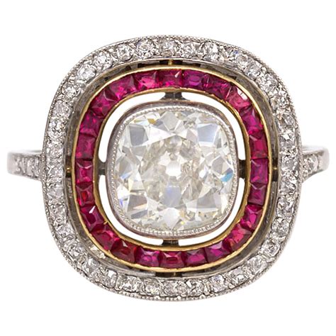 French Art Deco Ruby Diamond Ring at 1stdibs