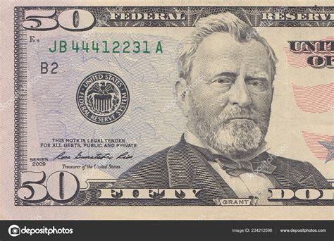 Fifty Dollar Bill Macro Usd President Ulysses Grant Portrait United – Stock Editorial Photo ...