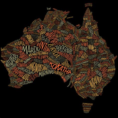 Australian Geographic. Custom lettering for a word map showing over 380 ...