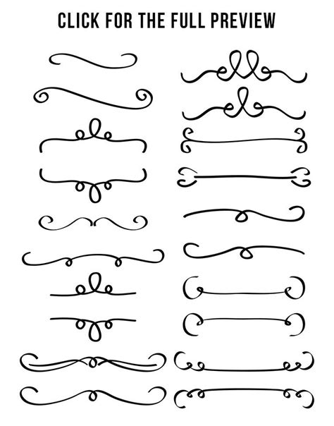 20 Simple Flourish Dividers, Wedding Clipart, Border Clipart, Line ...