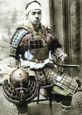 Samurai of Old Japan Armed with Full Body Armour, c.1880 (hand coloured albumen photo)