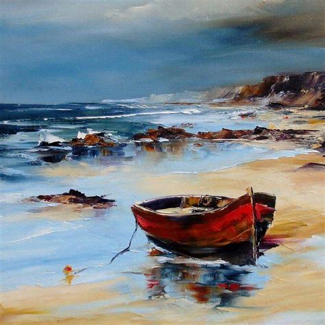 Paintings | Seascape paintings, Beach painting, Watercolor boat