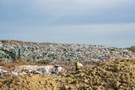 Pile of Domestic Garbage in Landfill. a Landfill Worker Stock Image - Image of environmental ...