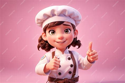 Premium AI Image | Cute chef girl in uniform showing thumbs up sign restaurant mascot character ...