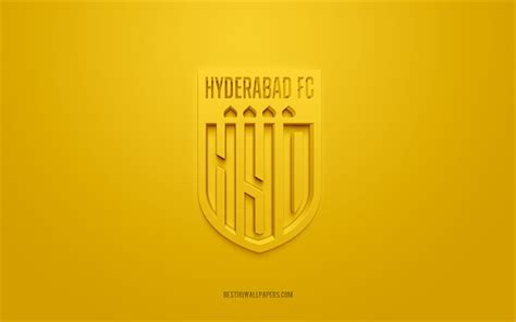 Download wallpapers Hyderabad FC, creative 3D logo, yellow background ...