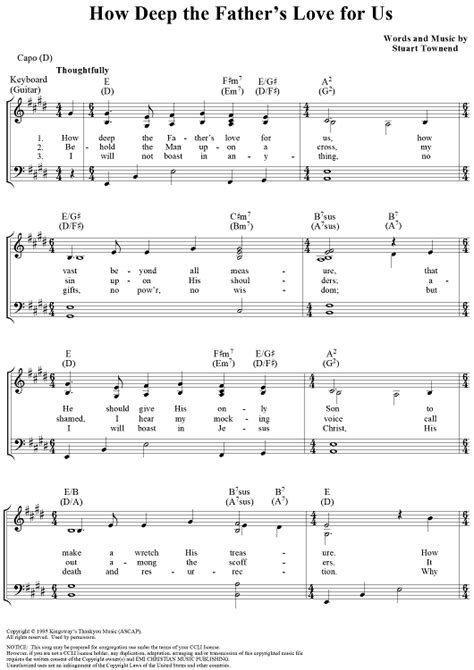 How Deep the Father's Love for Us" Sheet Music for Piano/Vocal/Chords - Sheet Music Now