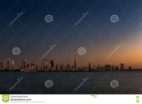 A Skyline View of Dubai, UAE at Sunset As Seen from Jumeirah Beach Stock Photo - Image of ...